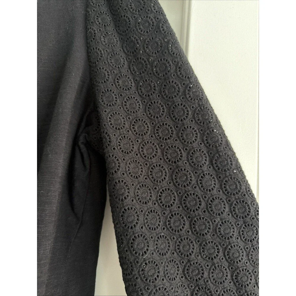 Boden Black Eden Broderie Jersey Shirt US16-18
